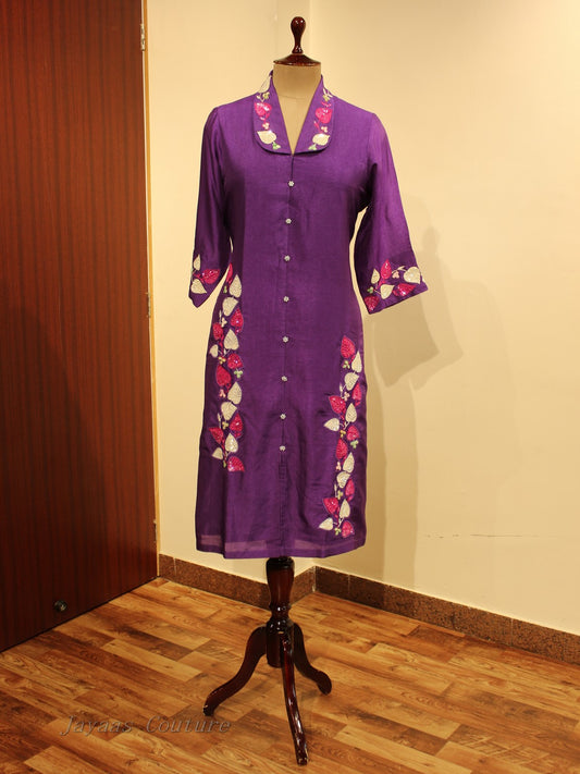 Dark purple kurta pants with dupatta