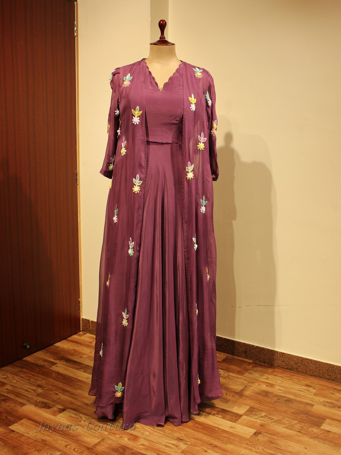 Mauve Gown with cape
