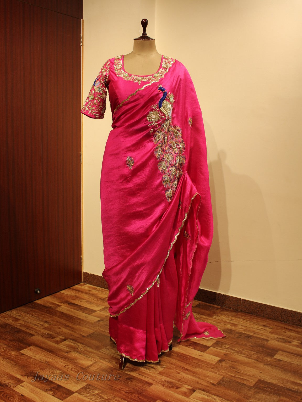 Rani peacock saree with blouse