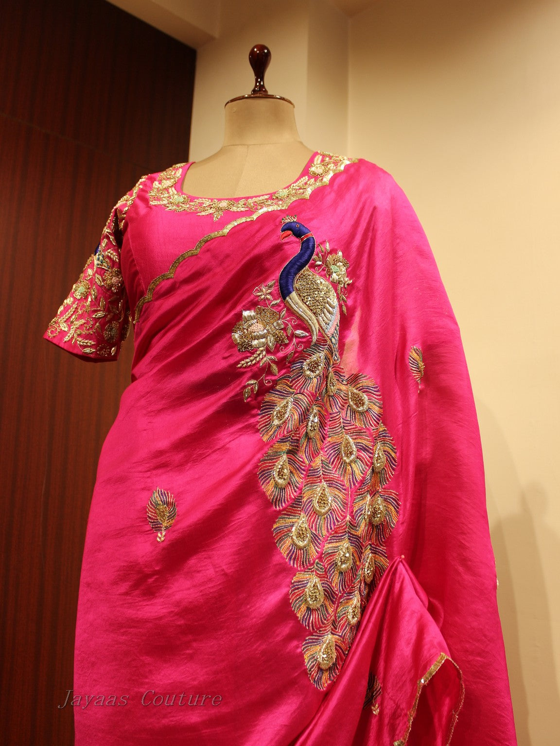 Rani peacock saree with blouse