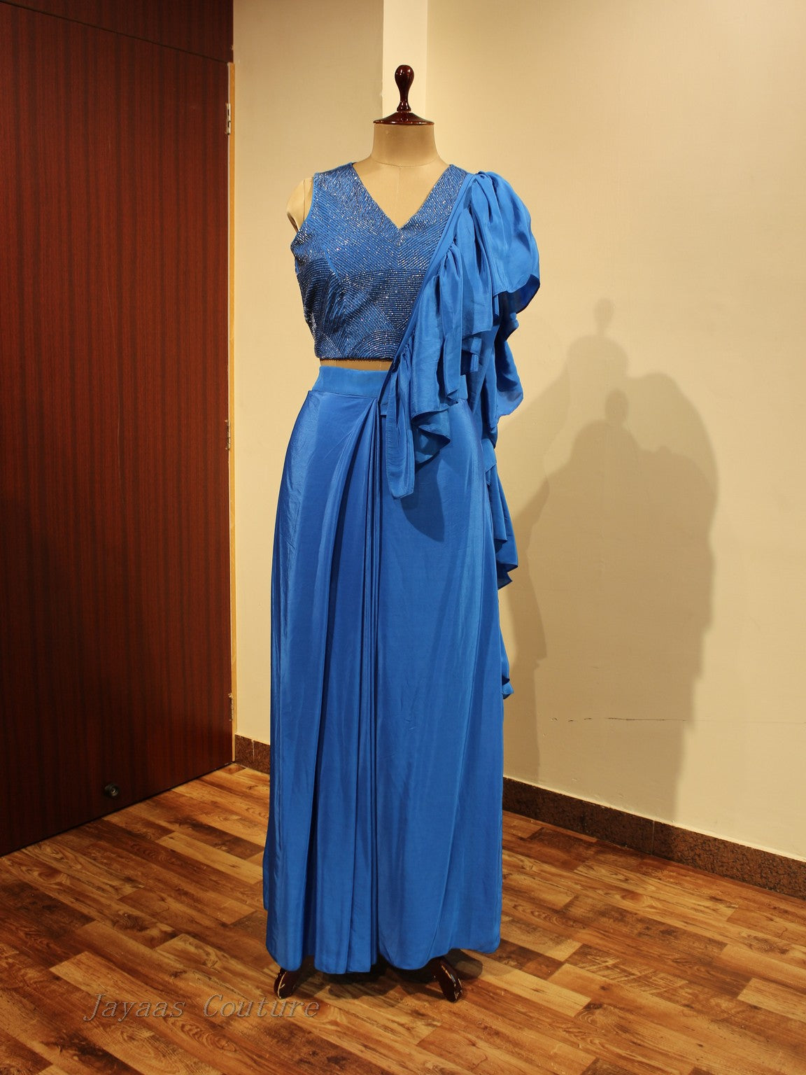 Blue drape saree