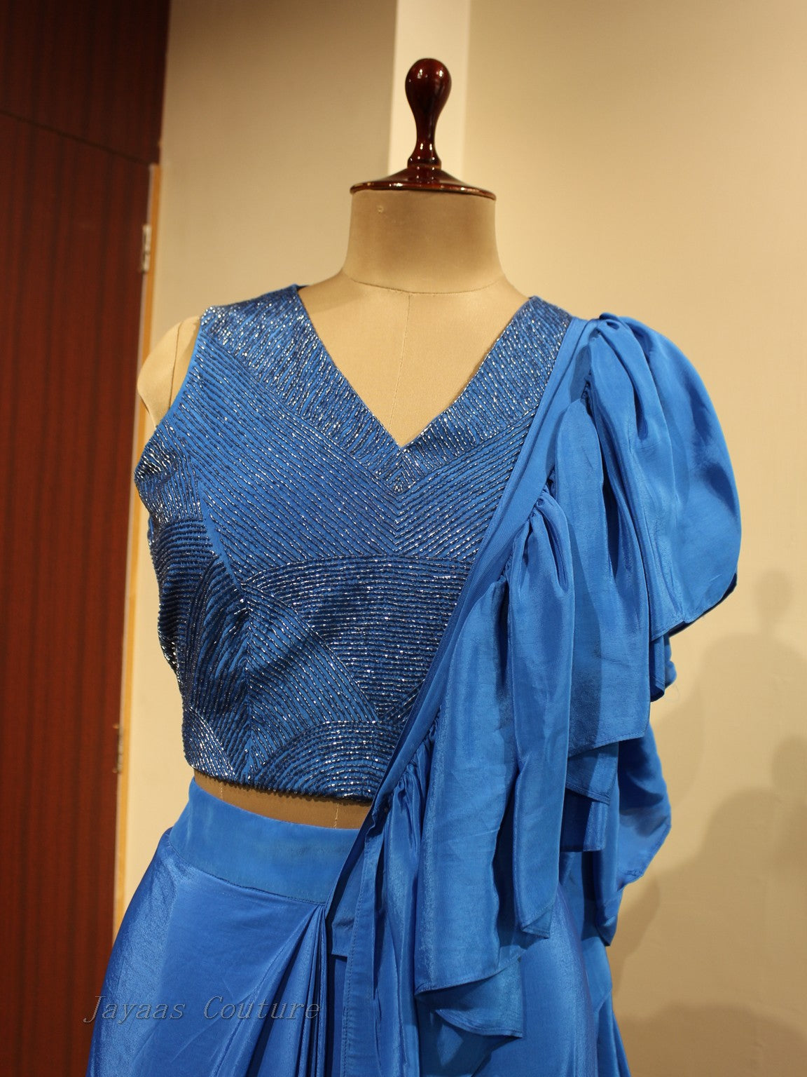 Blue drape saree