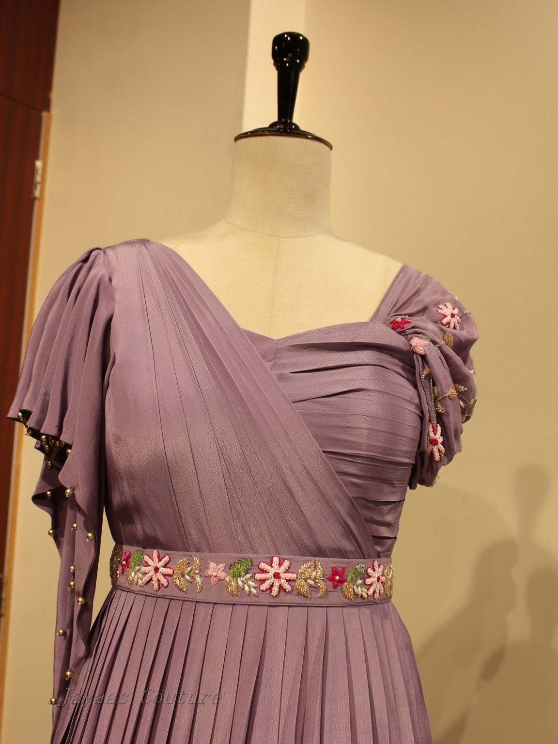 Lavander gown with belt