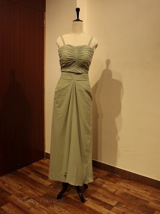 Olive green crop top with skirt