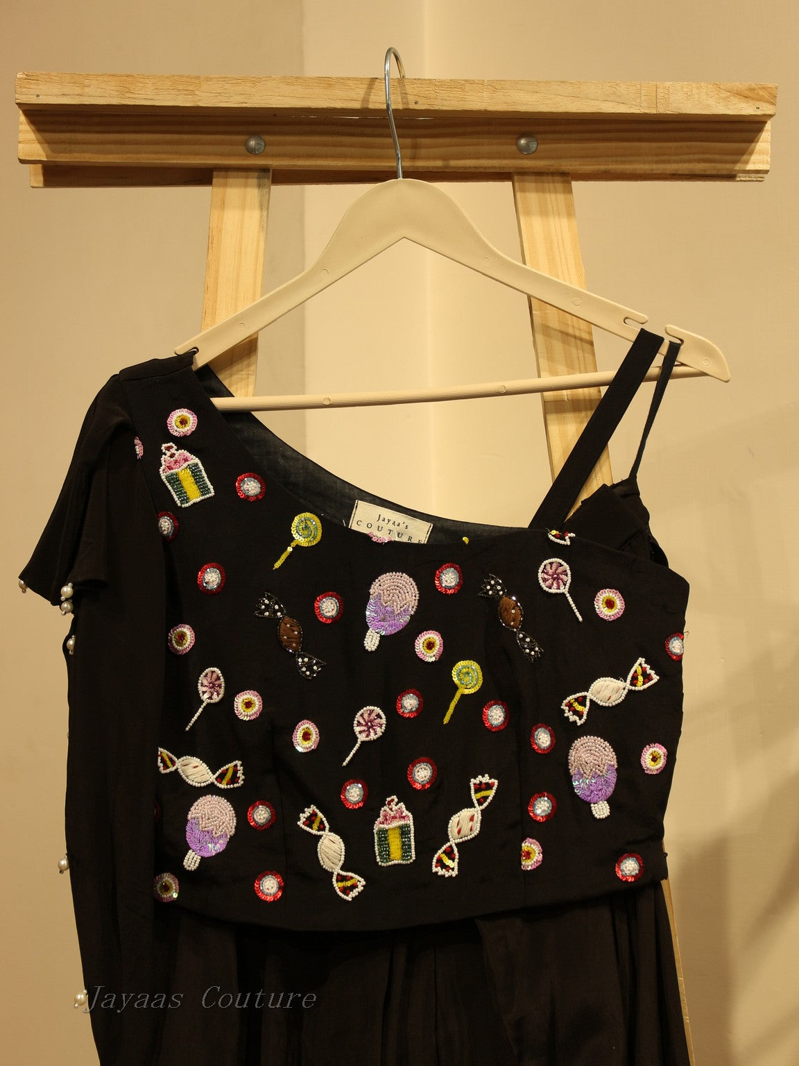 Black crop top with plazo for kids