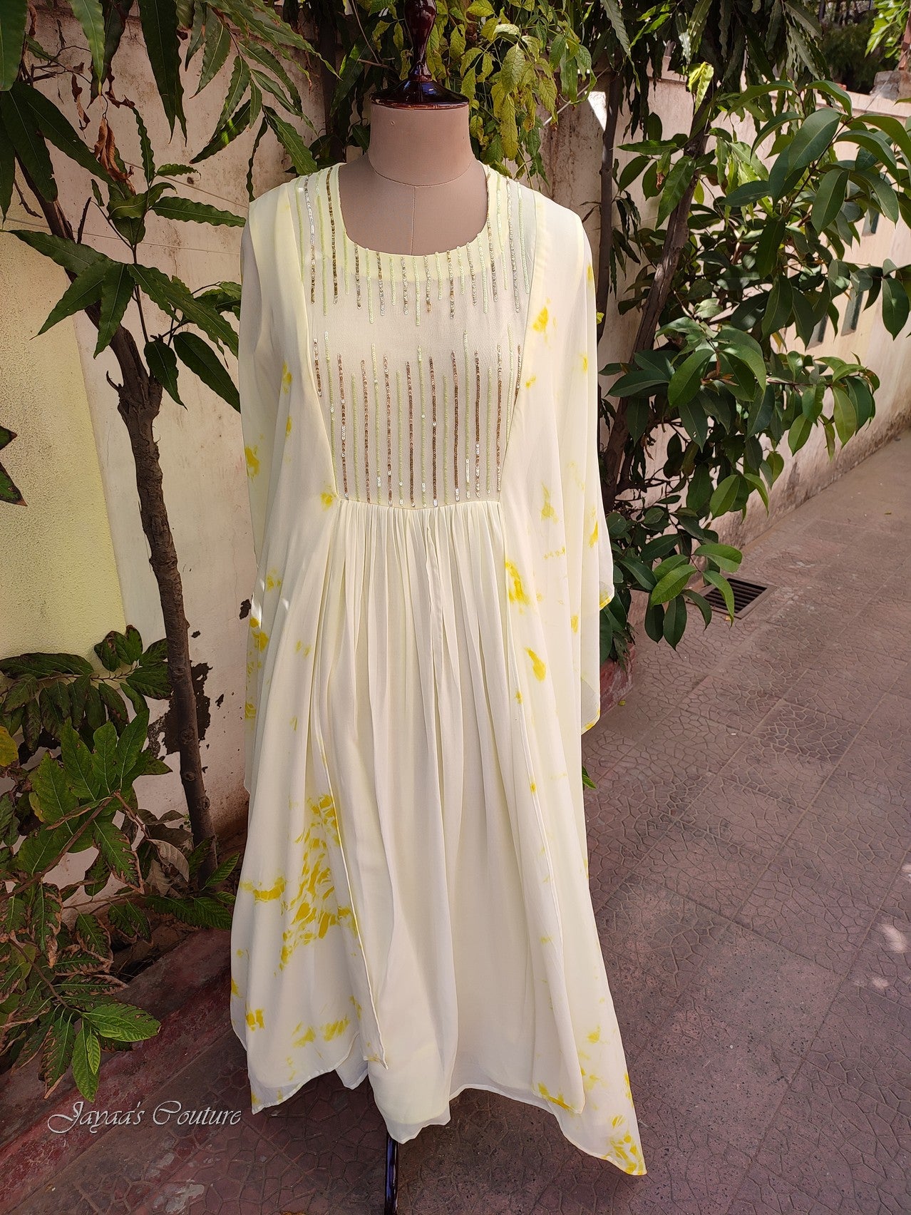 off white yellow shaded gown