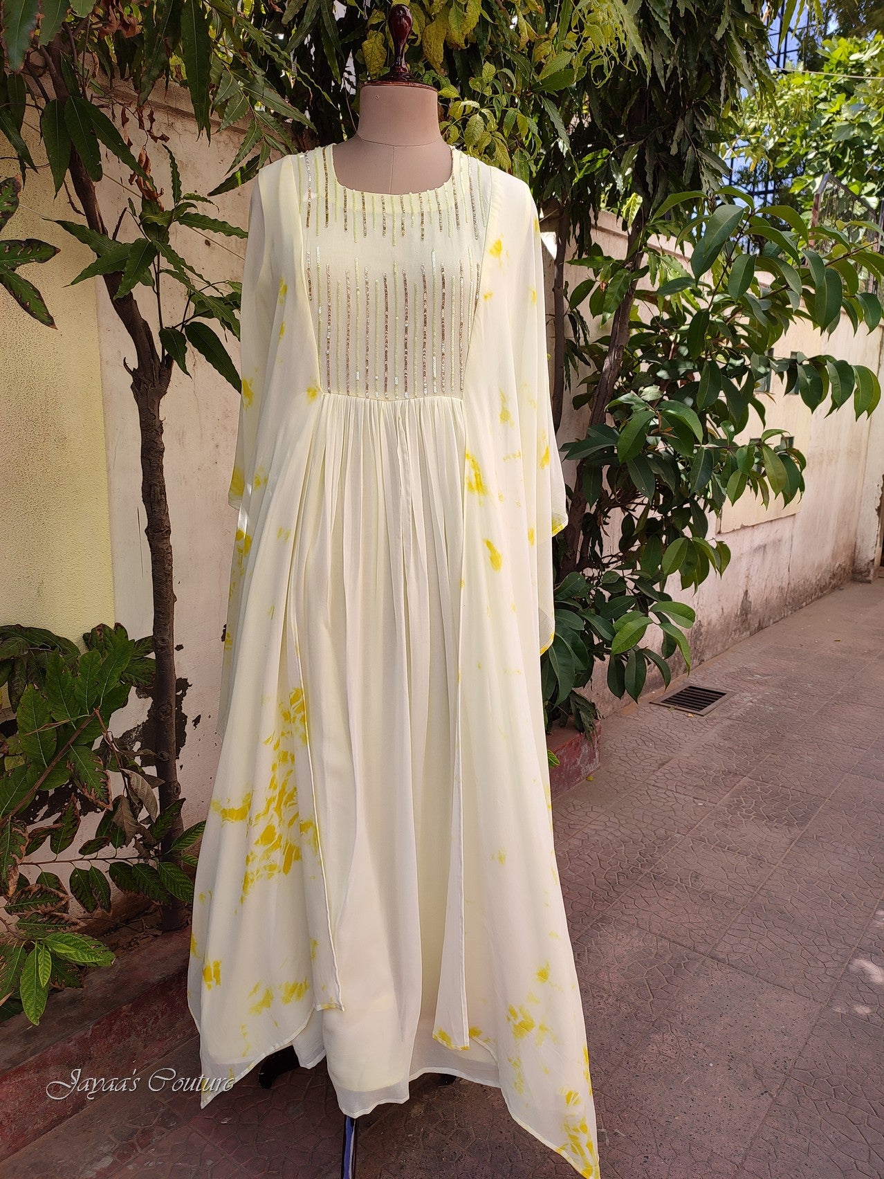 off white yellow shaded gown