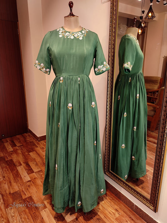 bottle green gown