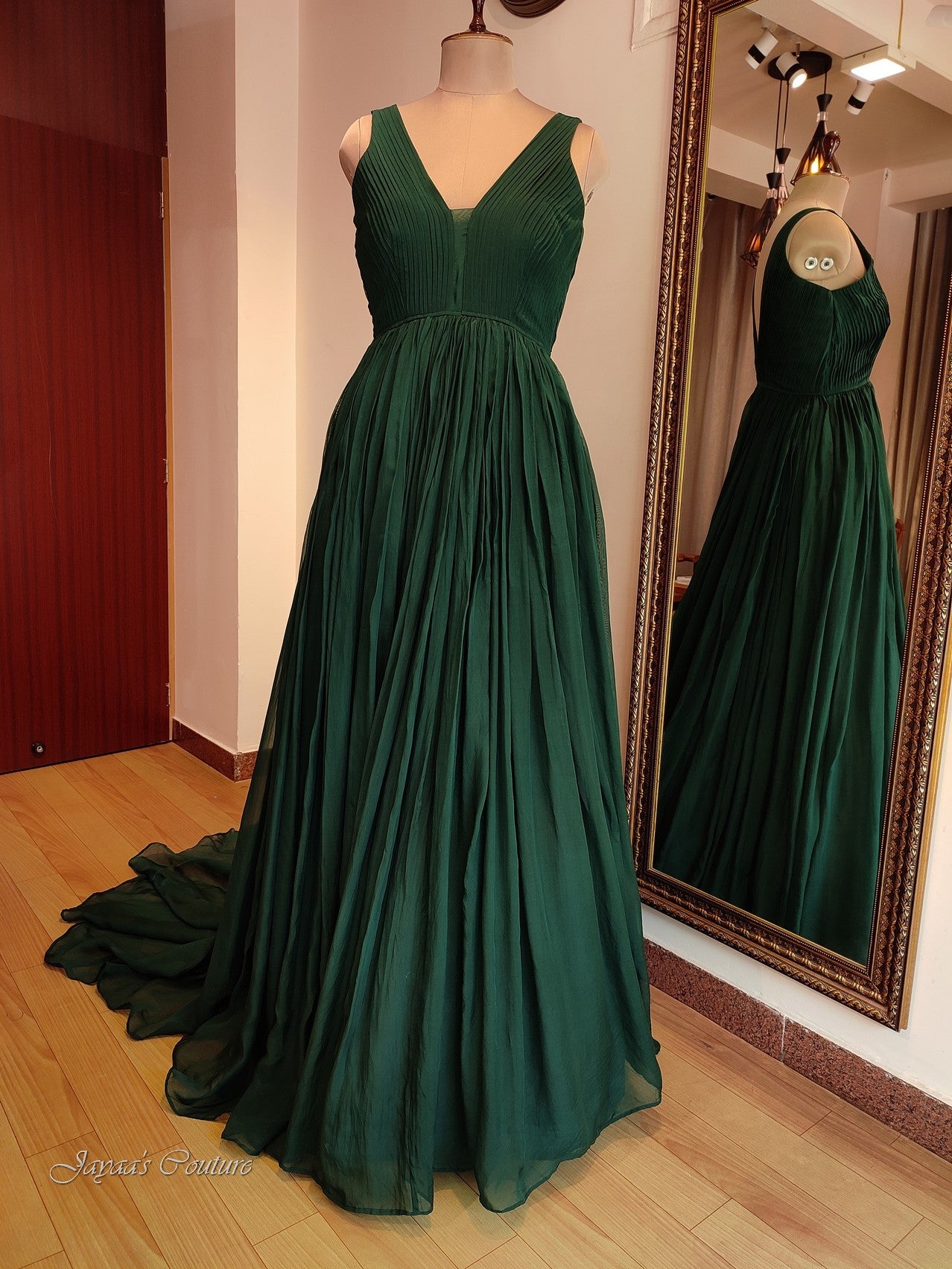 Bottle green gown