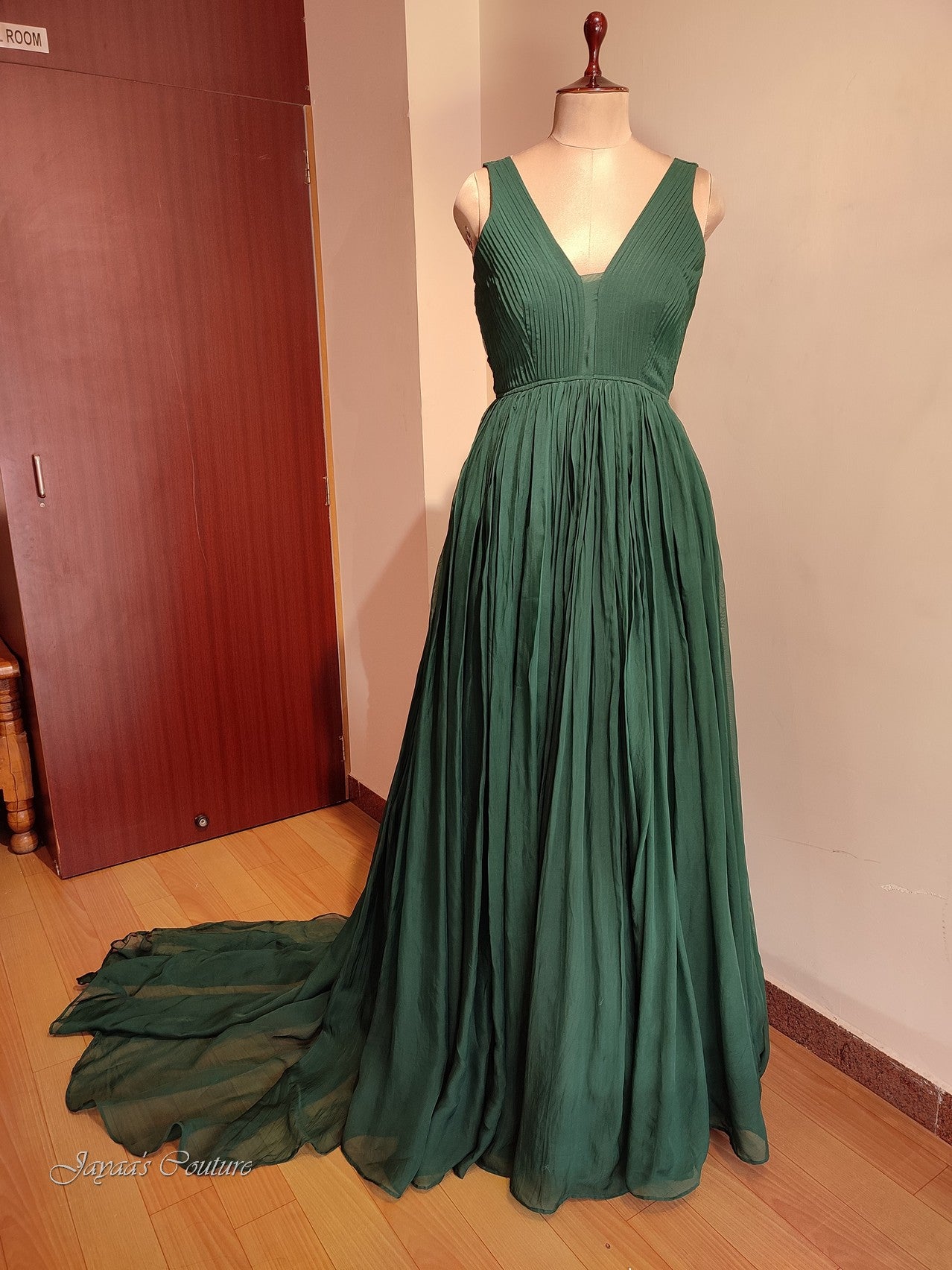 Bottle green gown