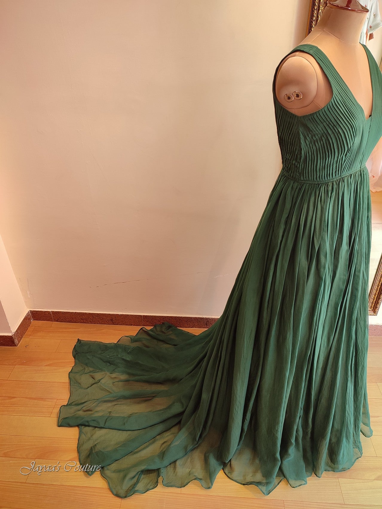 Bottle green gown