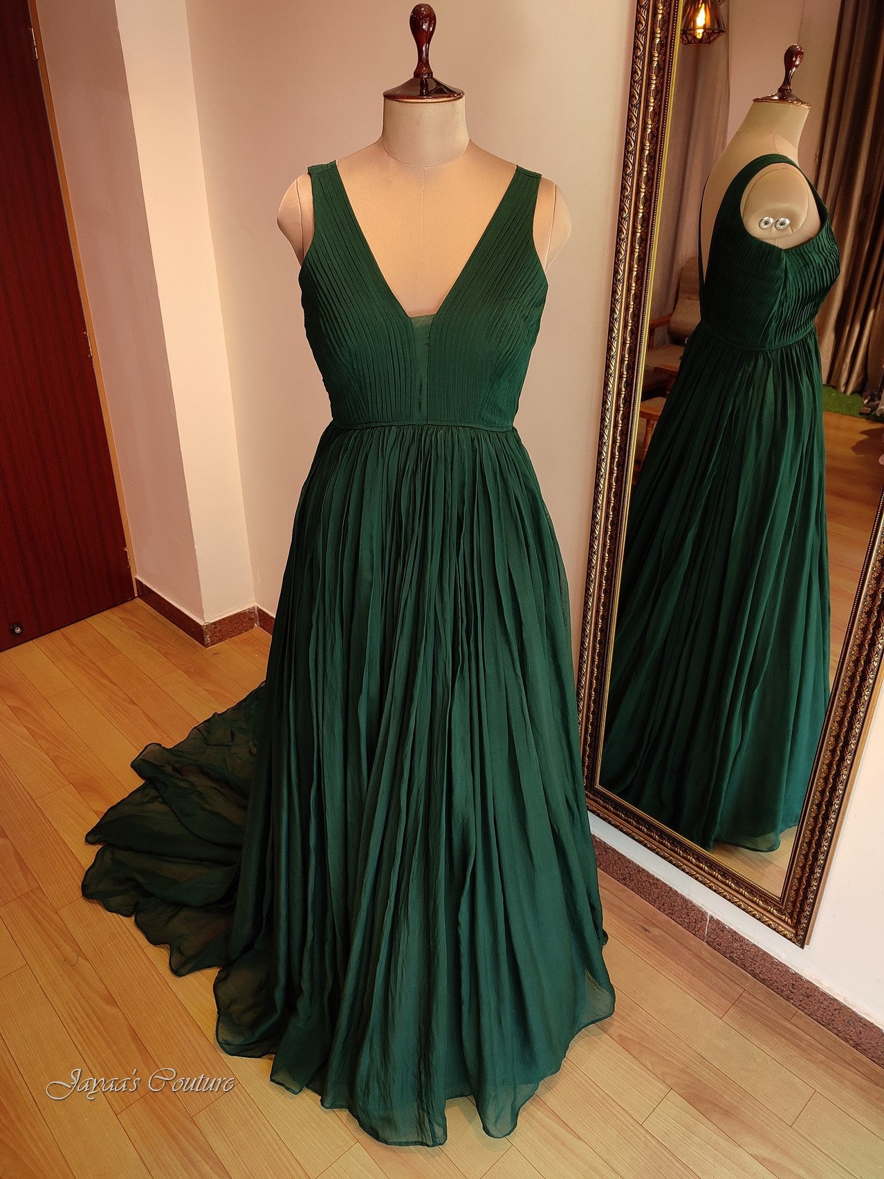 Bottle green gown