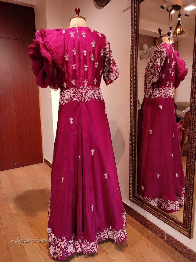 Wine gown with dupatta