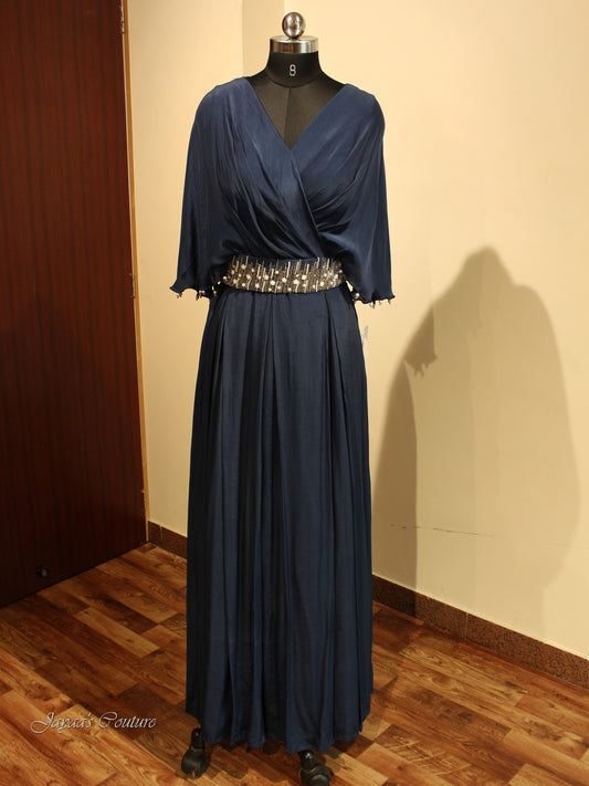 Midnight Blue gown with belt