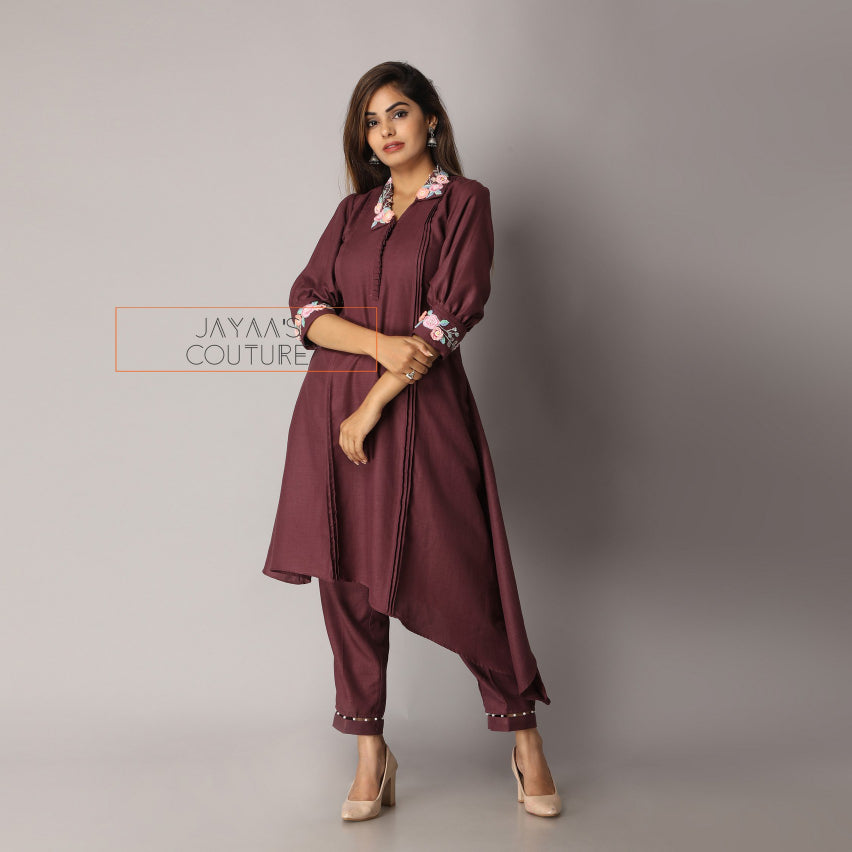 Wine kurta pants