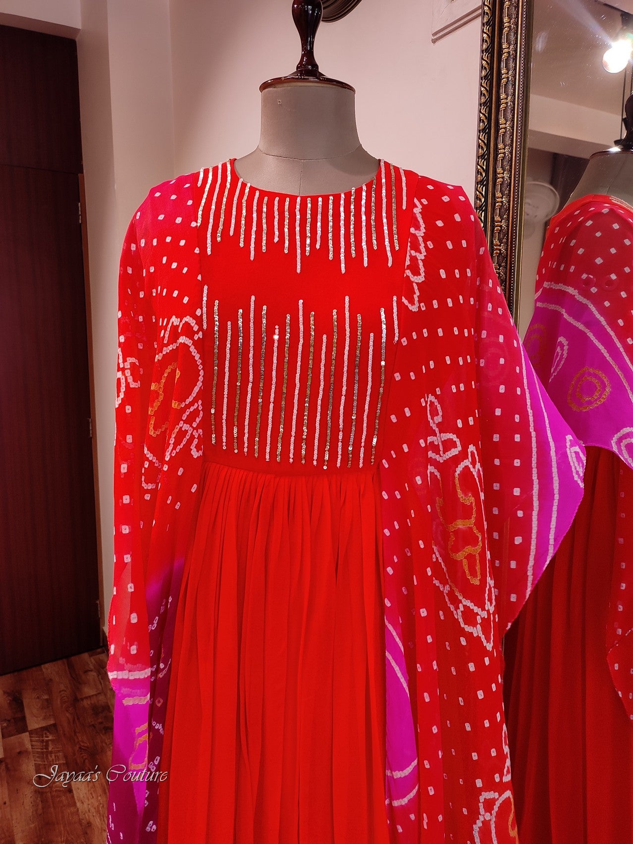 rani red orange shaded gown