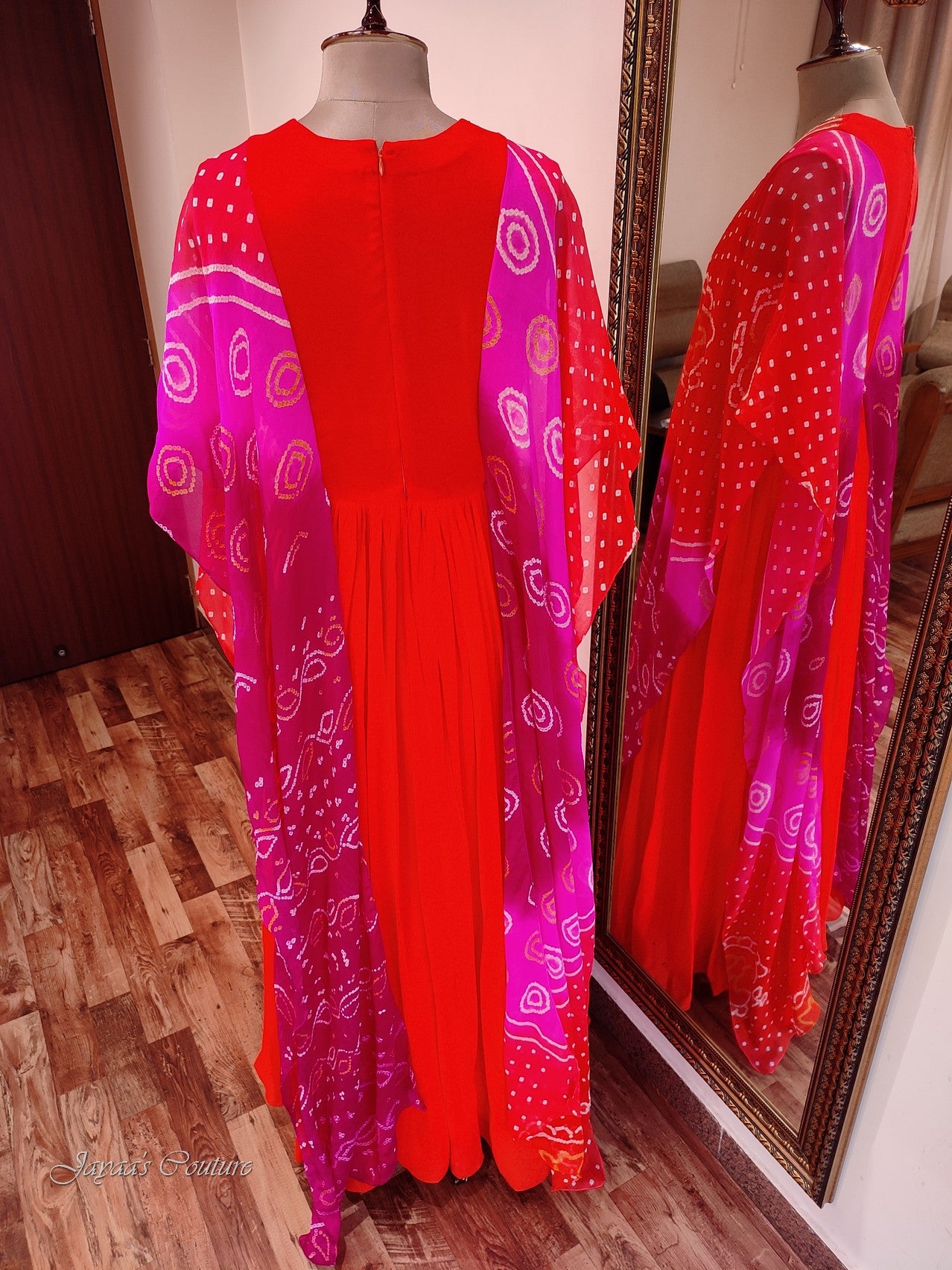 rani red orange shaded gown