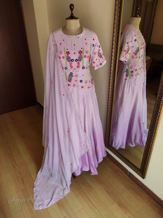 Lavender gown with dupatta