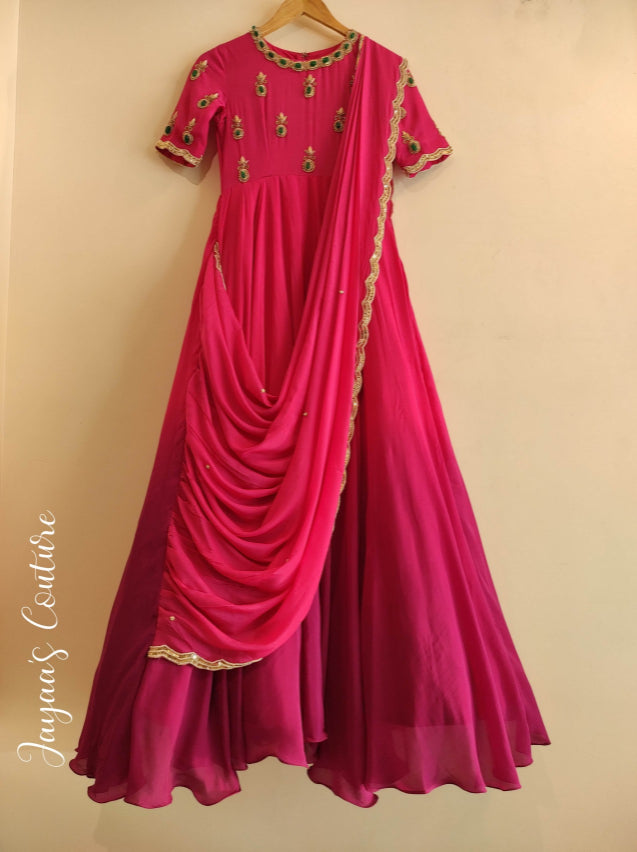 Pink purple Ombre Gown with jewel work