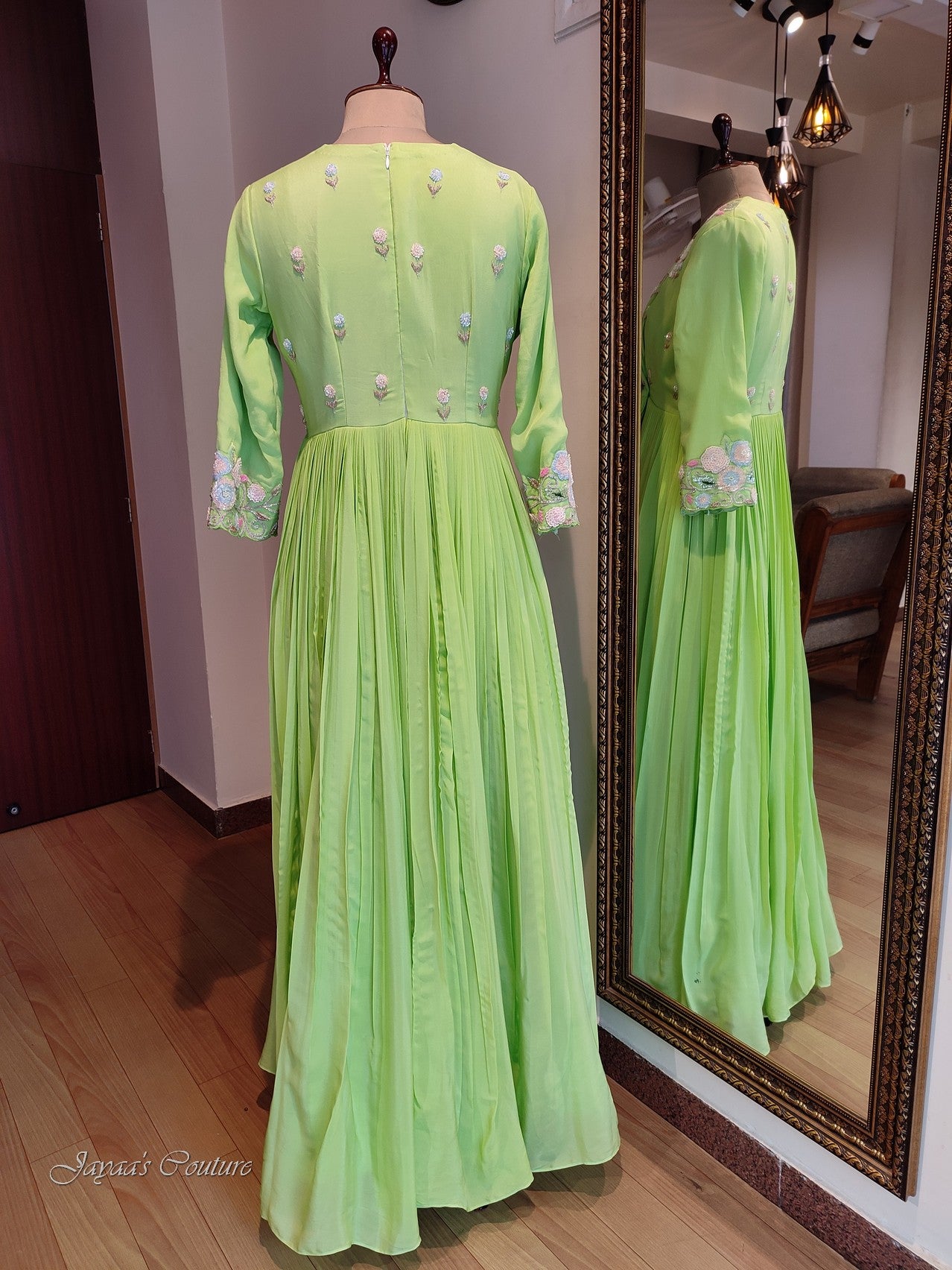 Lirl green gown with dupatta