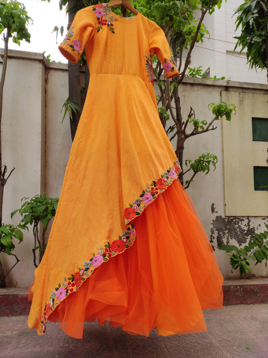 Shaded orange gown