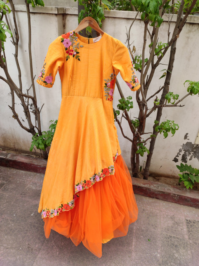 Shaded orange gown