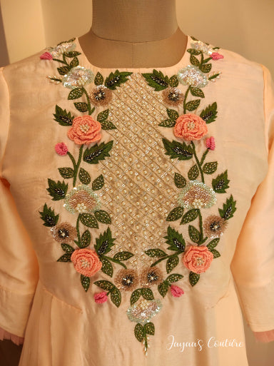 Peach ombre shaded Gown with dupatta