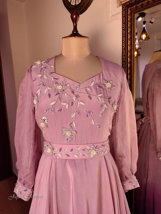 Mauve shaded gown with dupatta