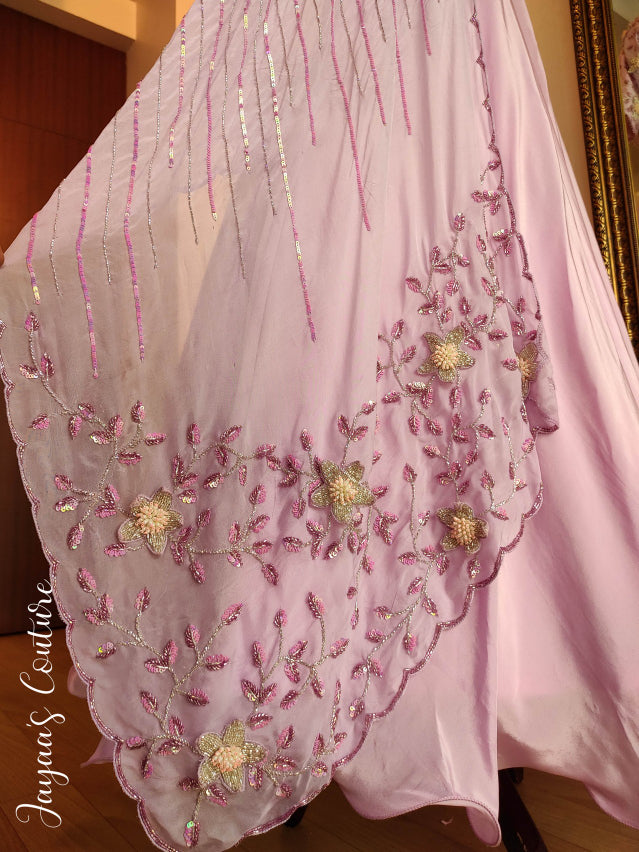 Lavender Gown with attached dupatta