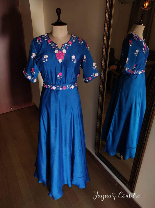 Royal Blue 3d flower Gown