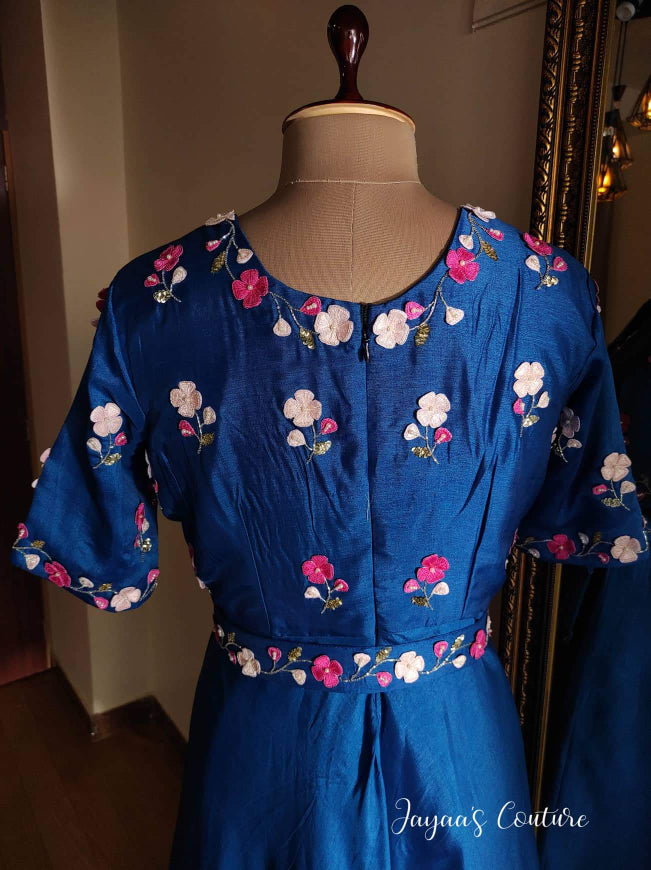 Royal Blue 3d flower Gown