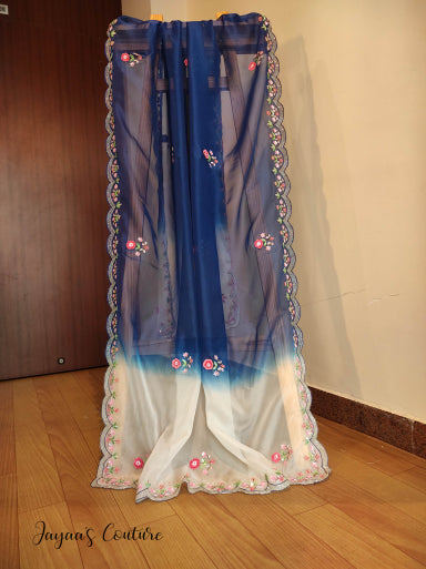 Royal blue ombre shaded dupatta