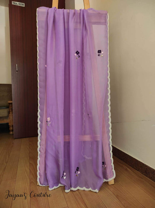 Purple lavender pearl dupatta