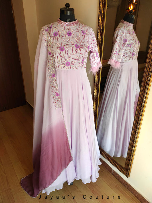 Lavender gown with dupatta