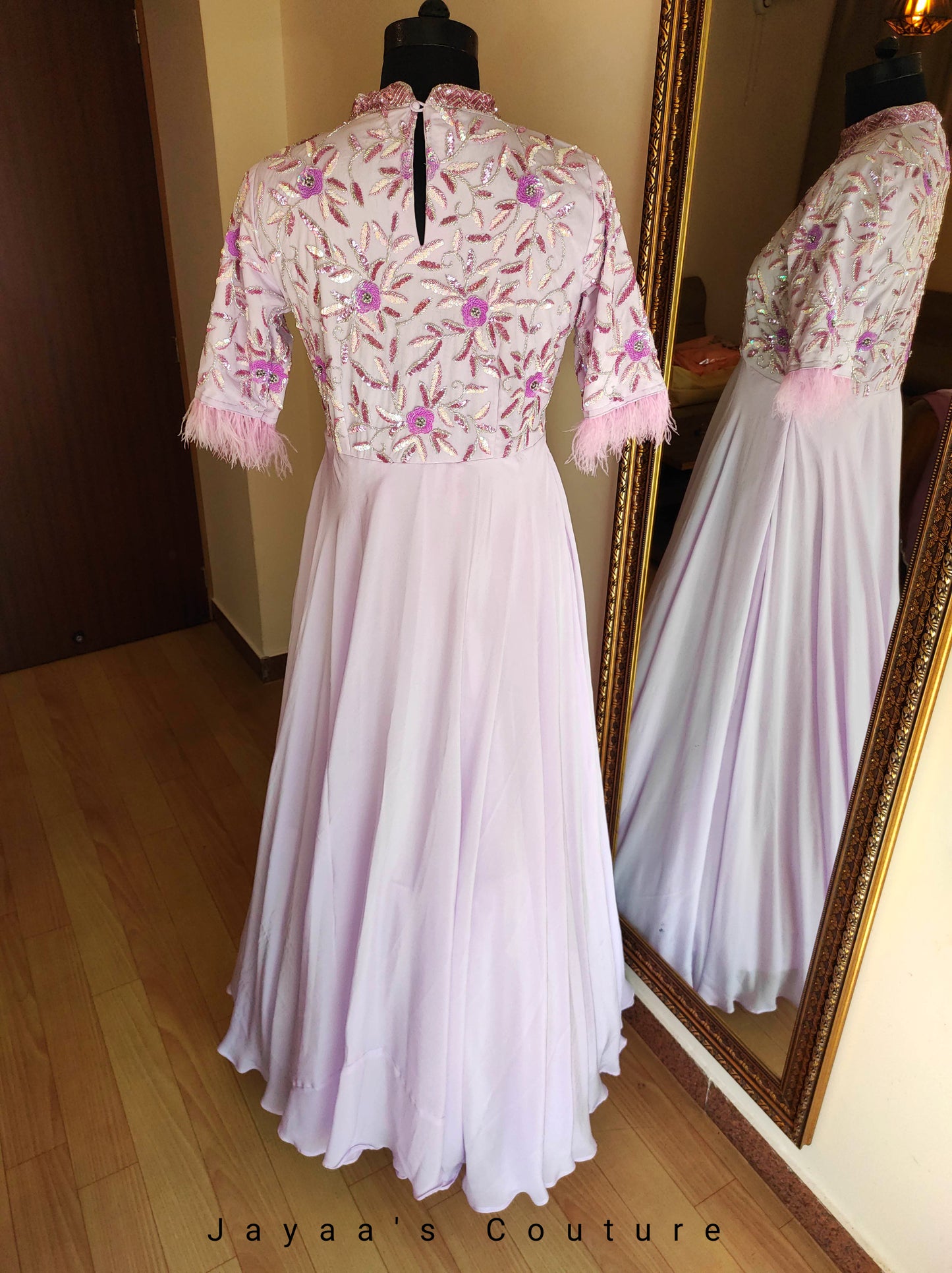 Lavender gown with dupatta