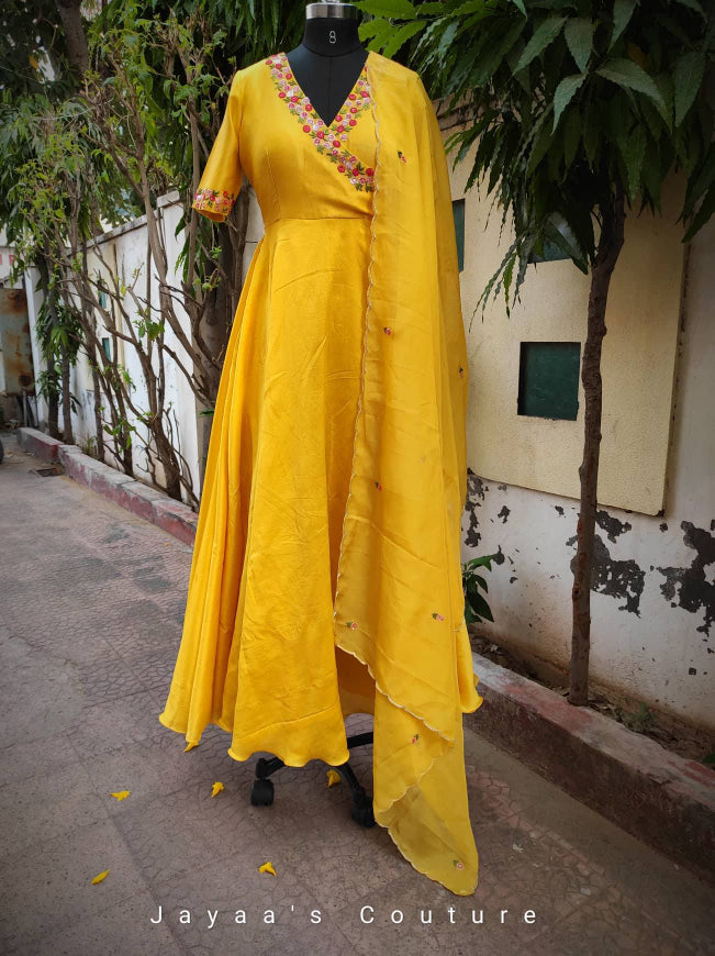 Mustard Yellow Gown with Dupatta