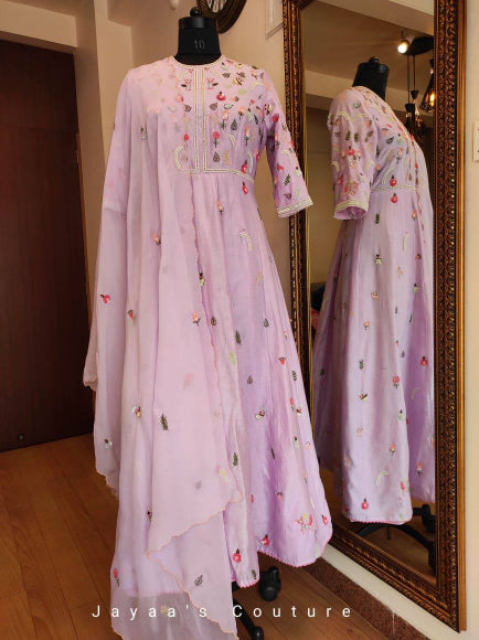 Lavender gown with dupatta