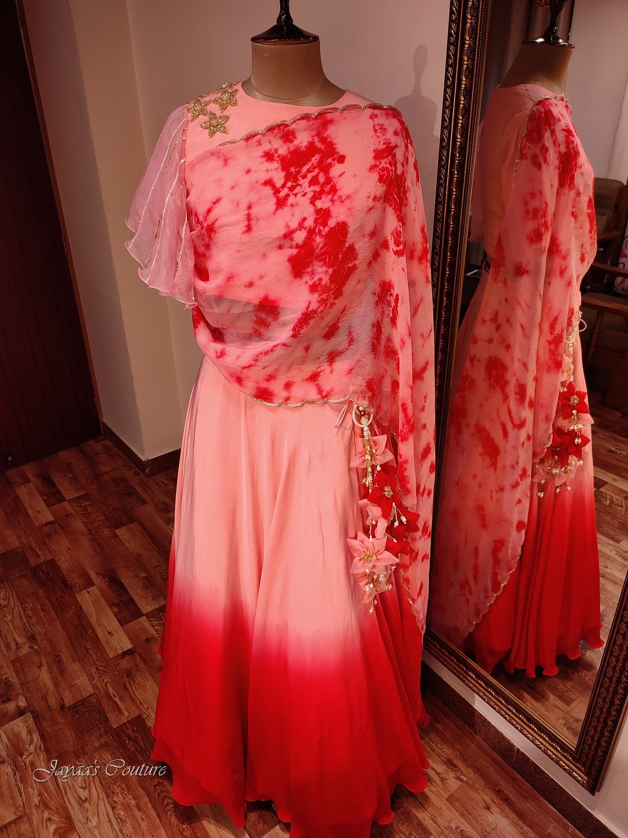 pink shaded lehenga with dupatta