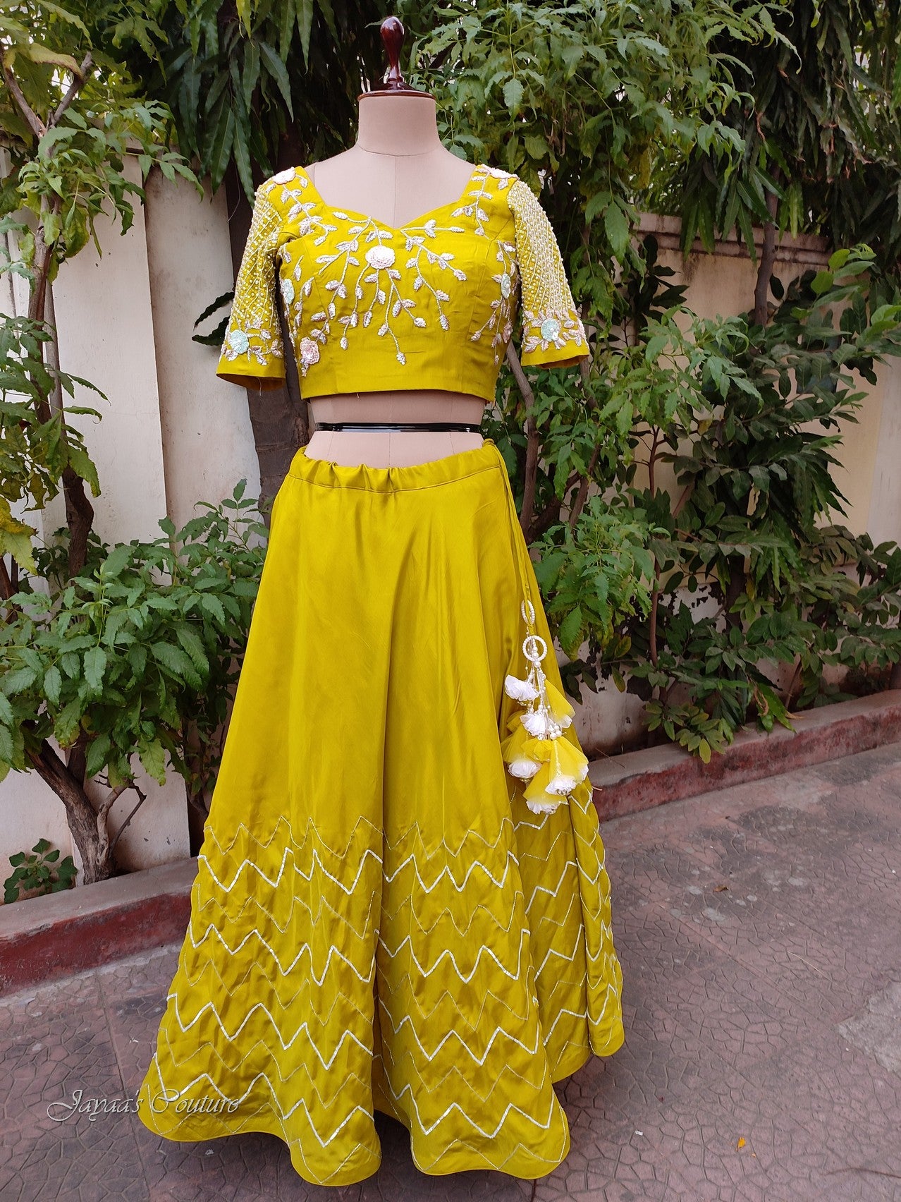 Greenish yellow Lehenga set with Dupatta