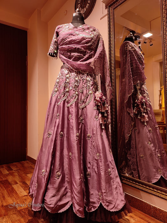 Mauve lehenga with dupatta