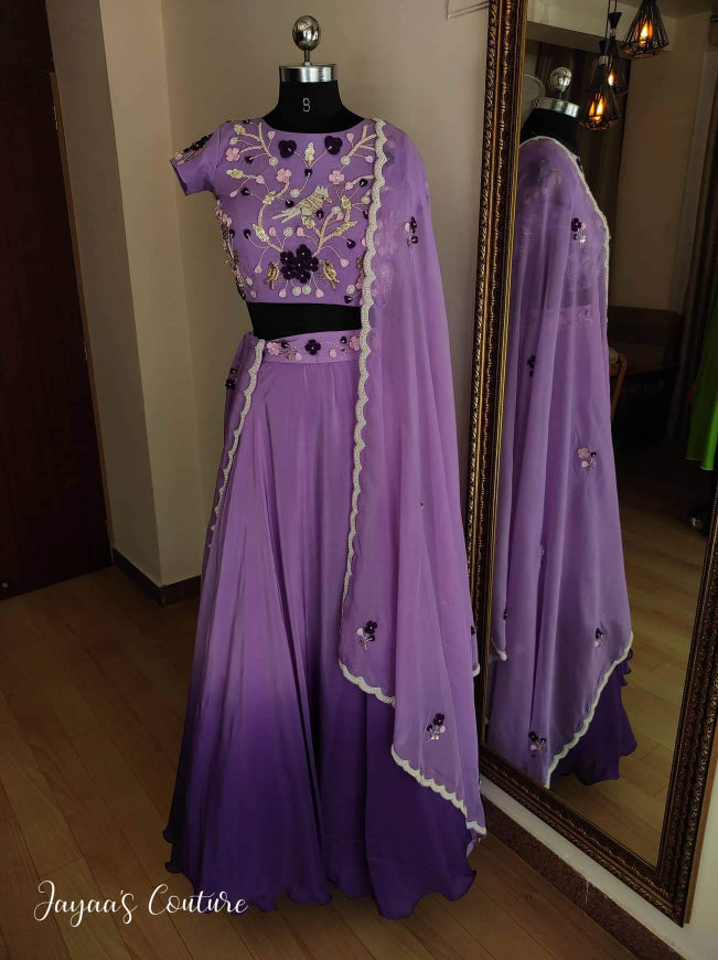 Purple lavender Ombre shaded lehenga set