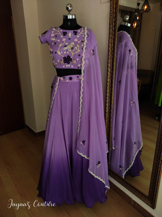 Purple lavender Ombre shaded lehenga set