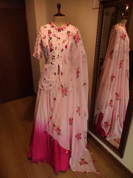 pink ombre shaded lehenga set