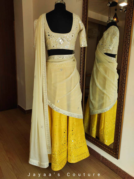 Off White Yellow Lehenga set