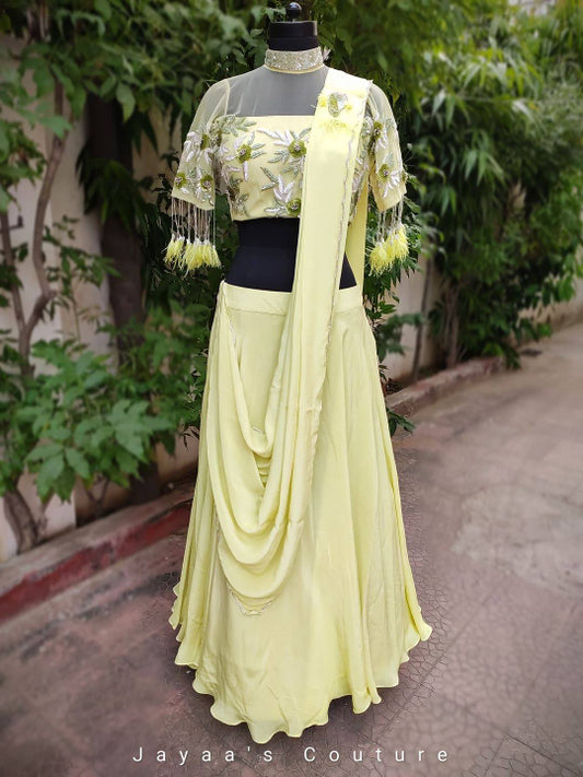 Pastel green lehenga set