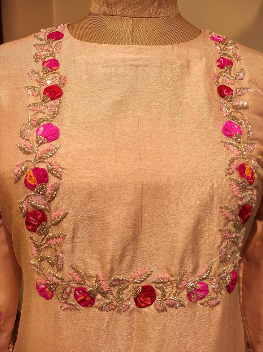 Dusty peach kurta pant dupatta