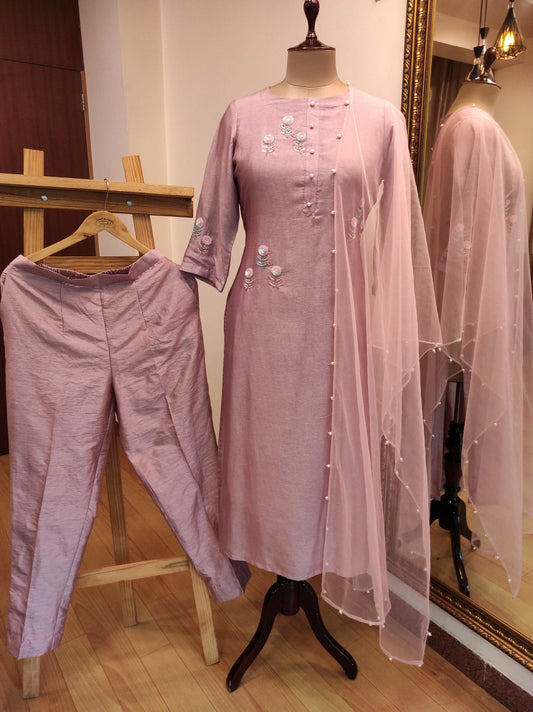 Mauve kurta pant & dupatta