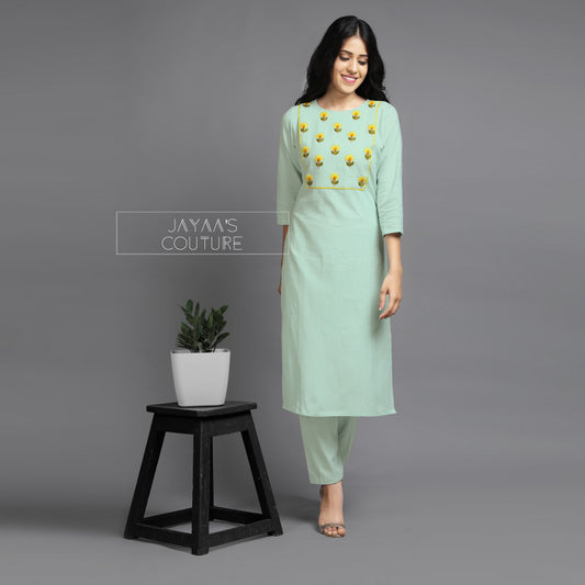 Pastel sea green kurta pants