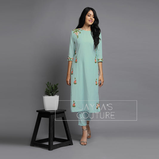 Pastel sea green kurta pants