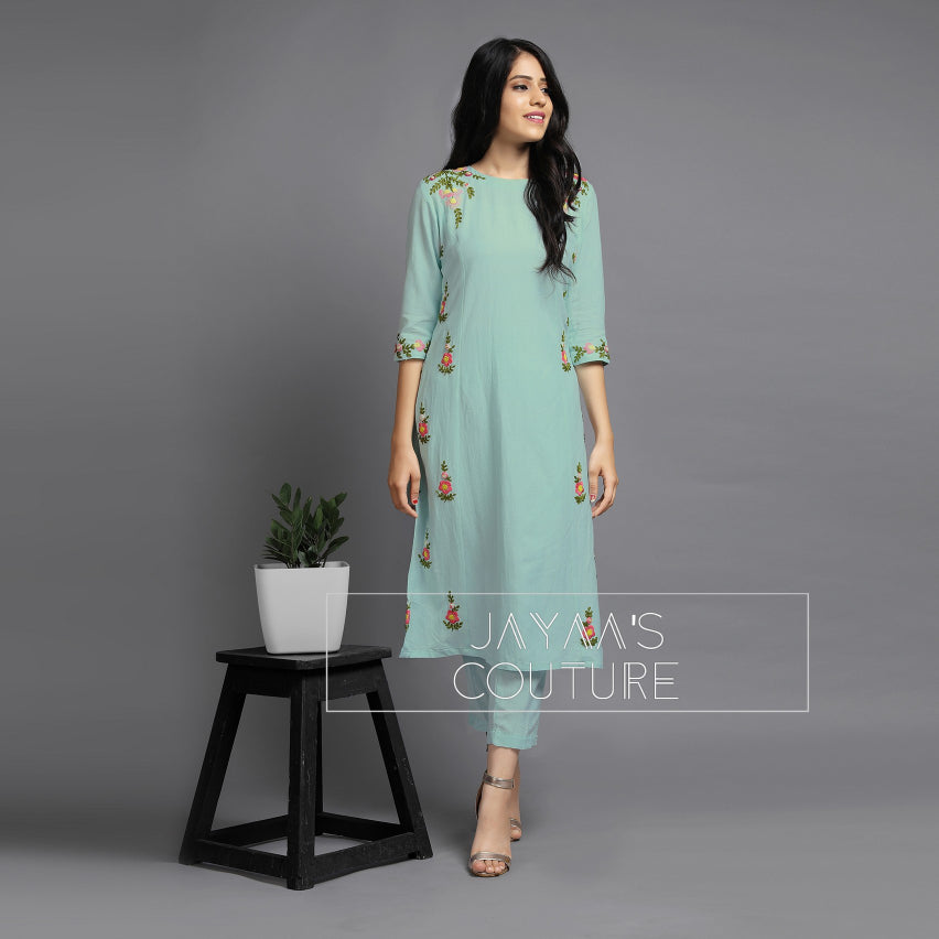 Pastel sea green kurta pants